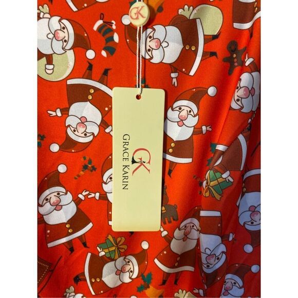 NWT Grace Karin women’s Christmas holiday Santa print dress size XL - Picture 4 of 5